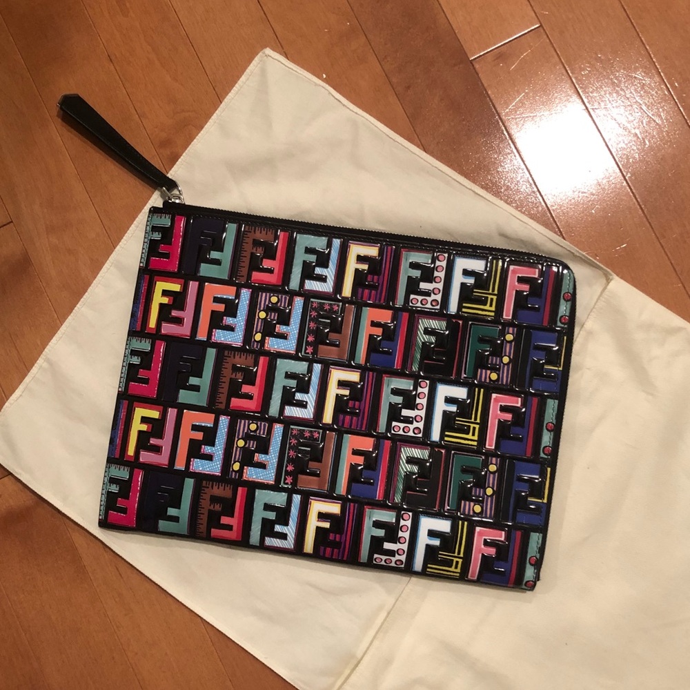 FENDI MULTICOLOR FLAT POUCH
